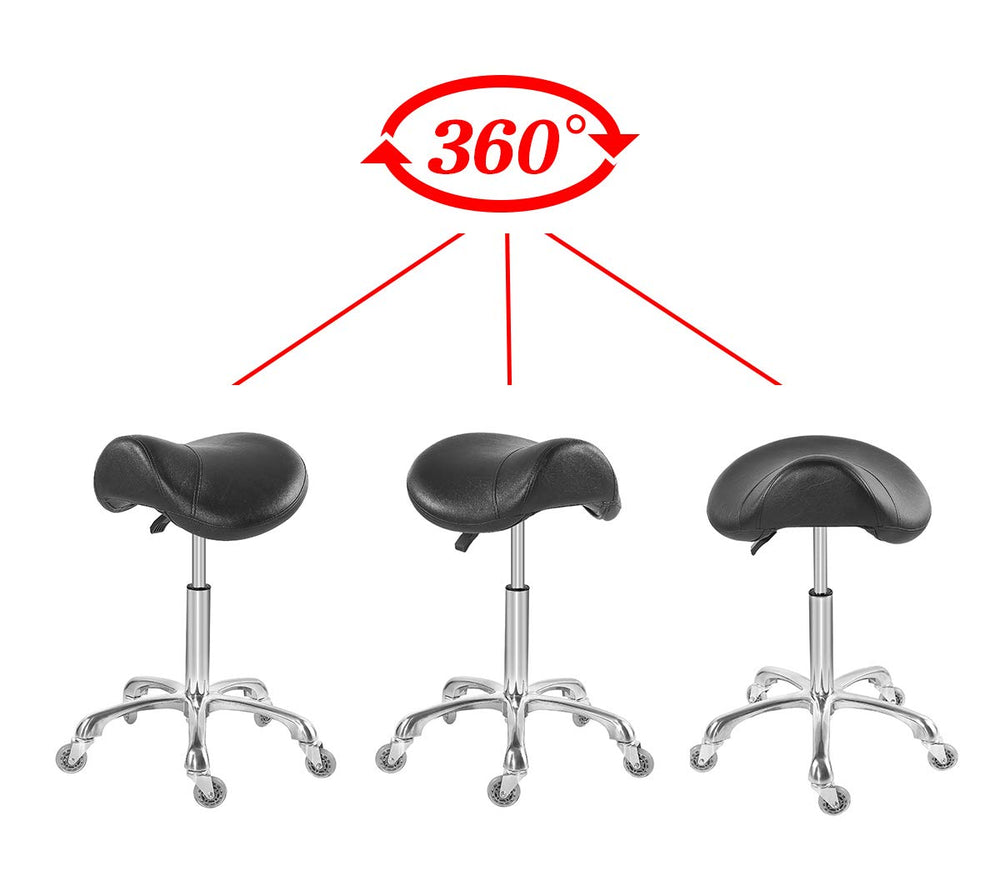 Antlu saddle stool in use at spa demonstrates ergonomic support.