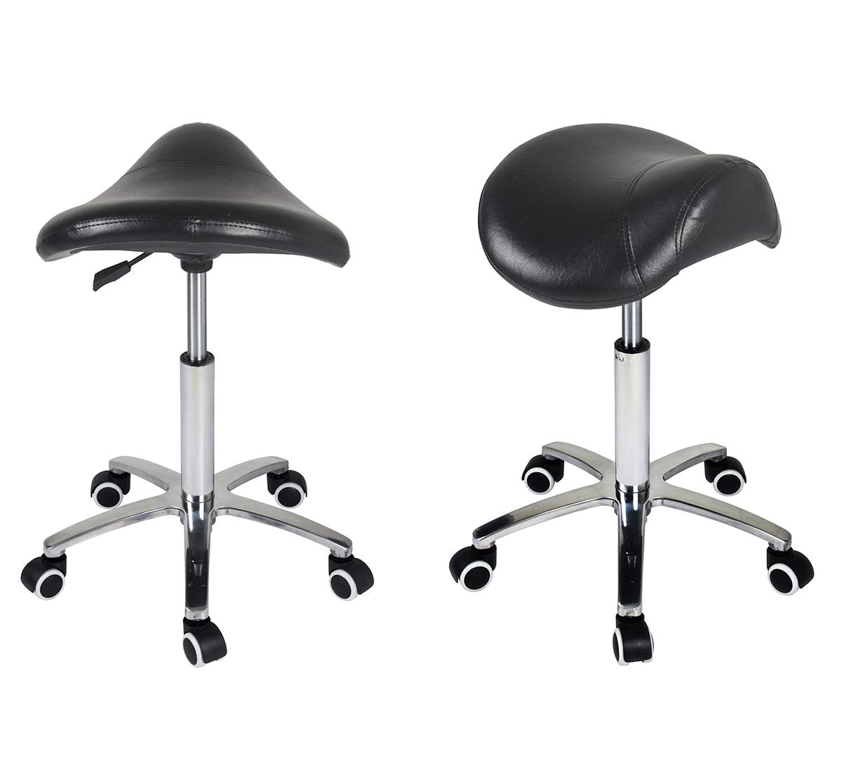 Antlu saddle stool rolling chair PU wheels close-up demonstrate floor-friendly rolling action