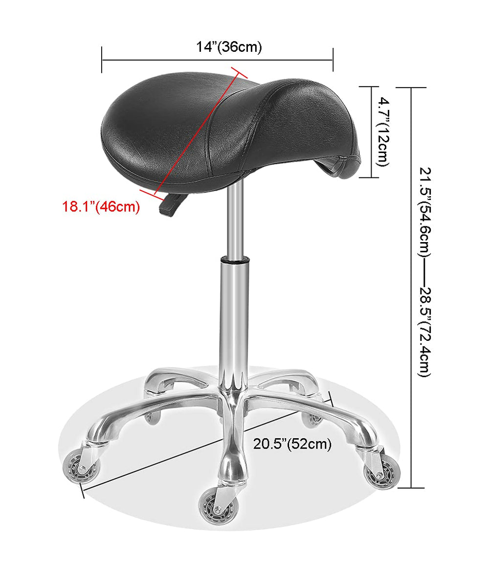 Antlu saddle stool wheels close-up highlighting quiet, floor-friendly rolling.