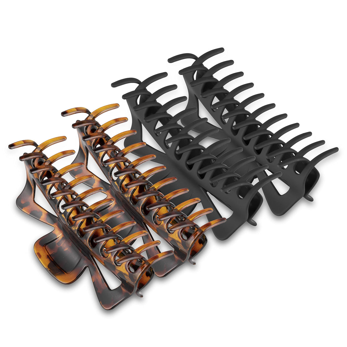 Antmoilios extra-large claw clip in black matte close-up shows strong grip for thick hair.