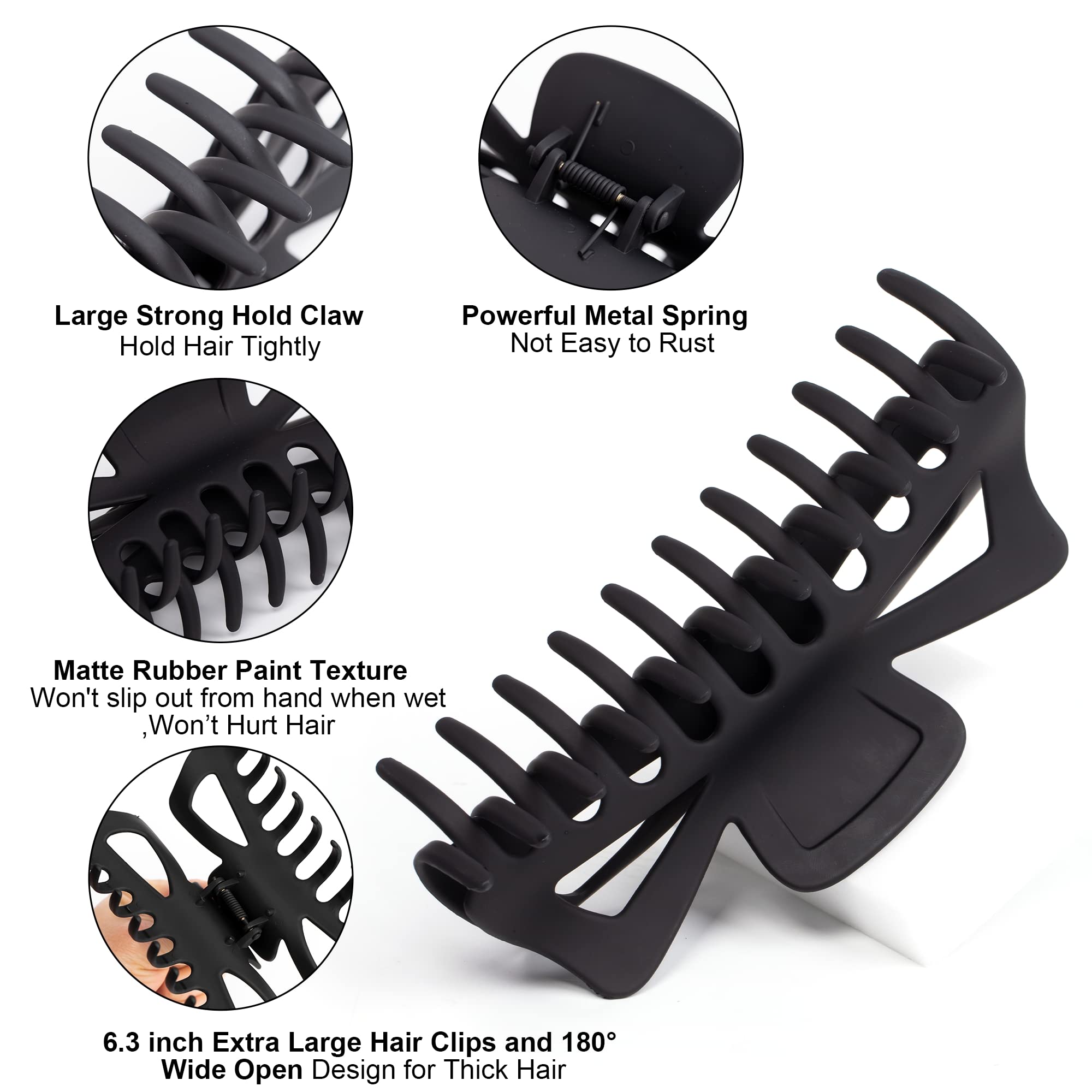 Antmoilios giant hair clip with nonslip grip in action on thick hair.