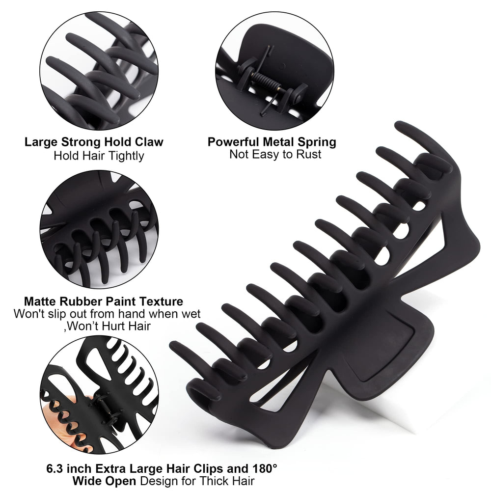 Antmoilios giant hair clip with nonslip grip in action on thick hair.