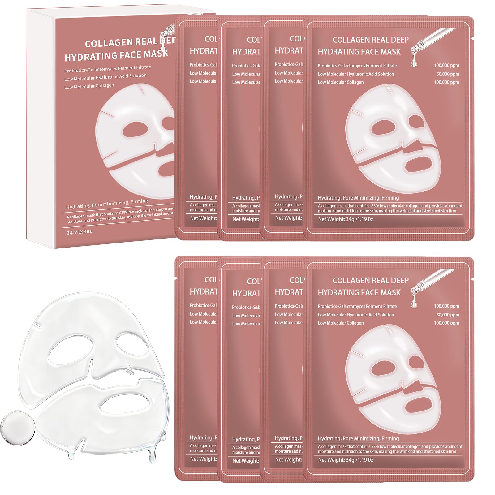 Anweina collagen mask overnight application showing deep hydration and dewy skin