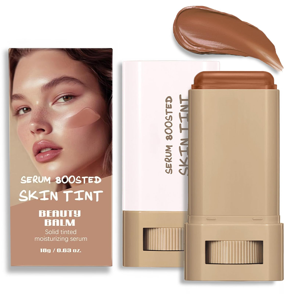 Anweina foundation-stick beauty balm swatch shows serum-boosted natural coverage