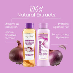 Anyeluz Onion Conditioner bottle closeup highlighting conditioning formula.