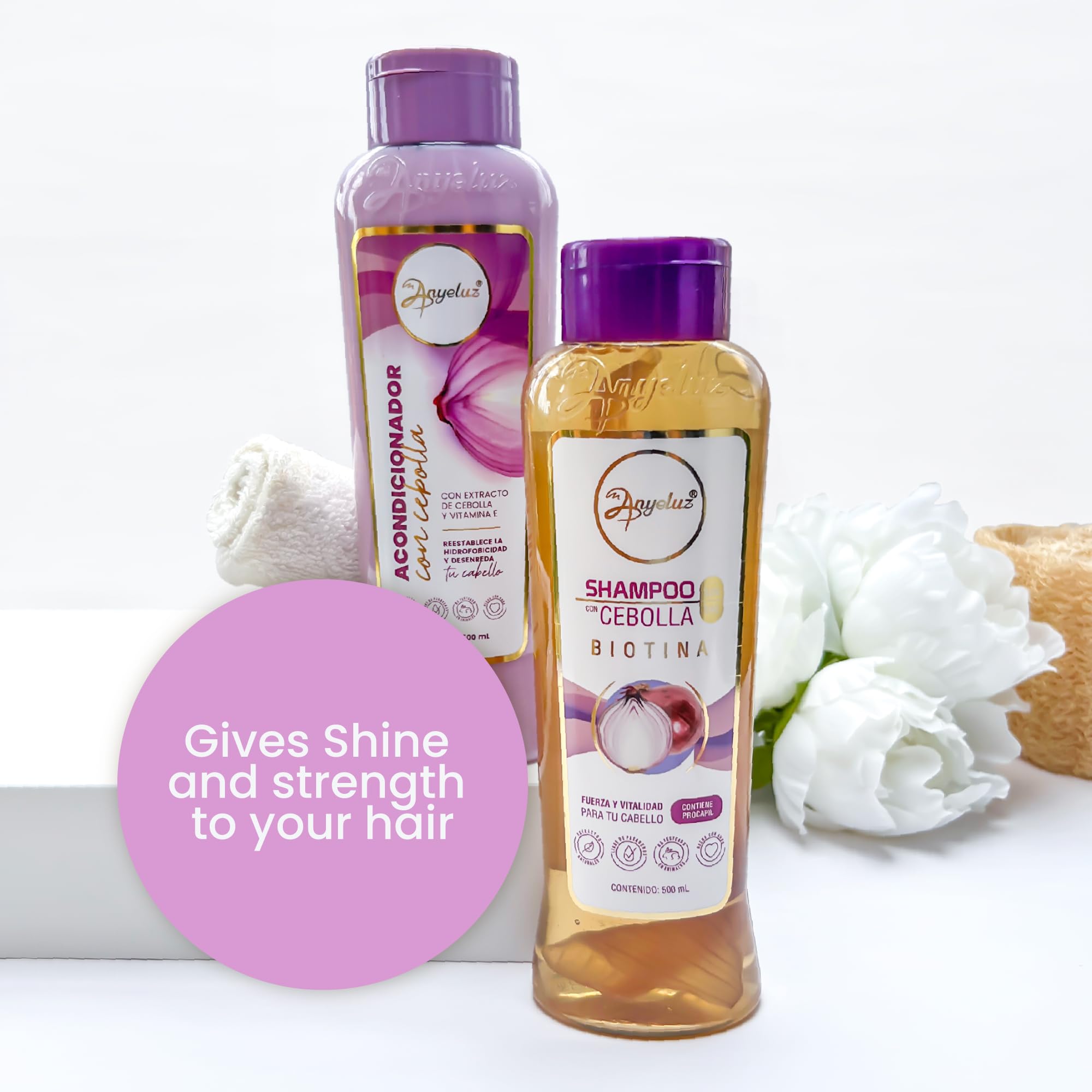 Anyeluz Onion Conditioner after wash for softer, smoother hair.