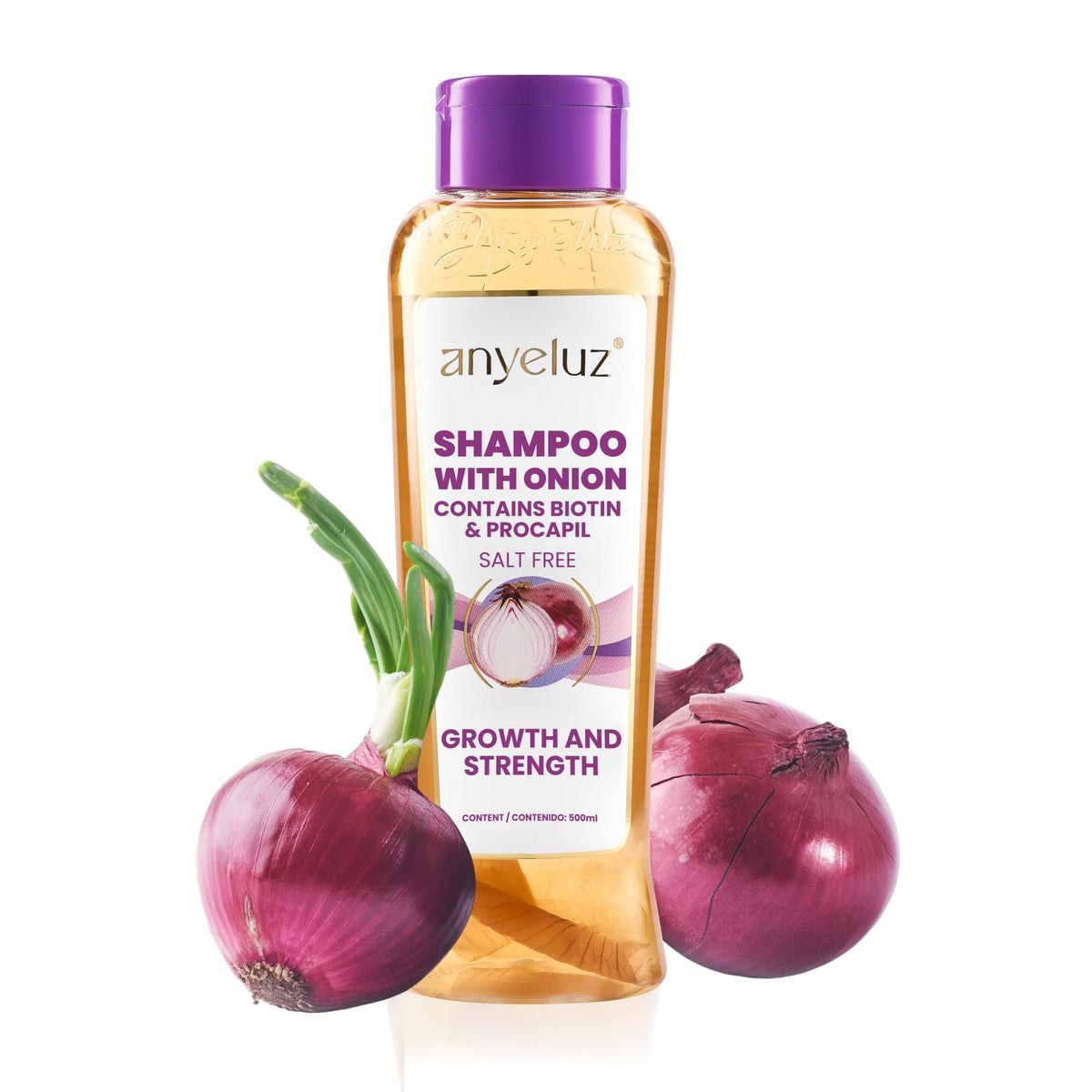 ANYELUZ Onion Shampoo odorless formula cleanses gently for daily use.