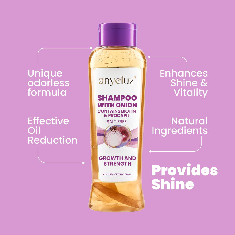 ANYELUZ Onion Shampoo is sulfate- and salt-free for sensitive scalps.