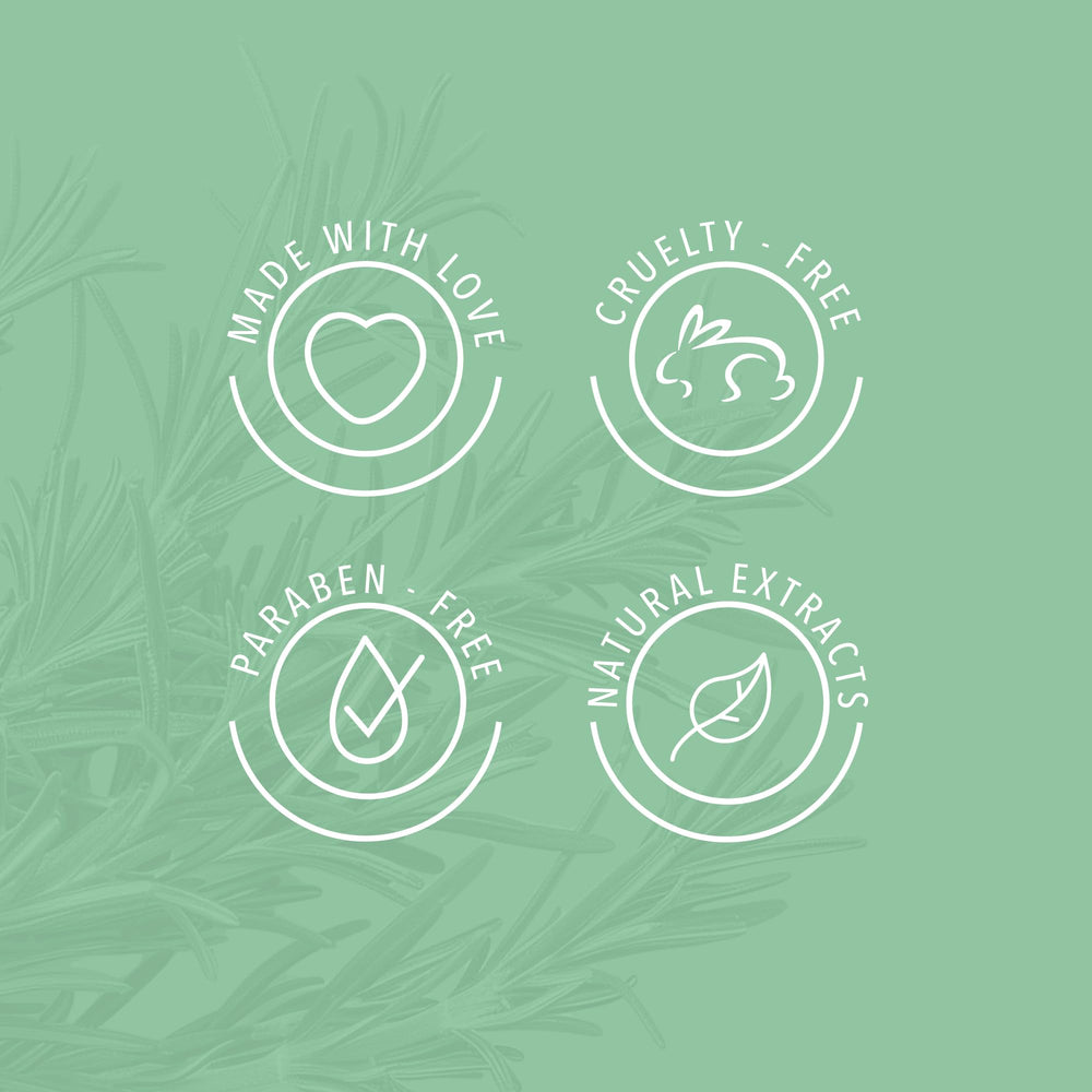 ANYELUZ Rosemary hair shine close-up highlights natural radiance and body.