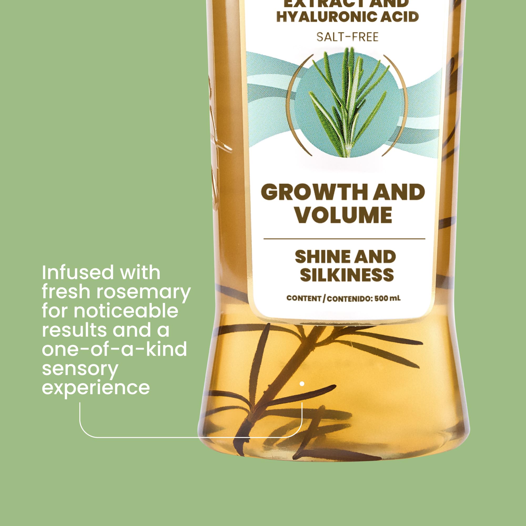 Anyeluz Rosemary Shampoo bottle on bathroom shelf for holistic hair care routines.