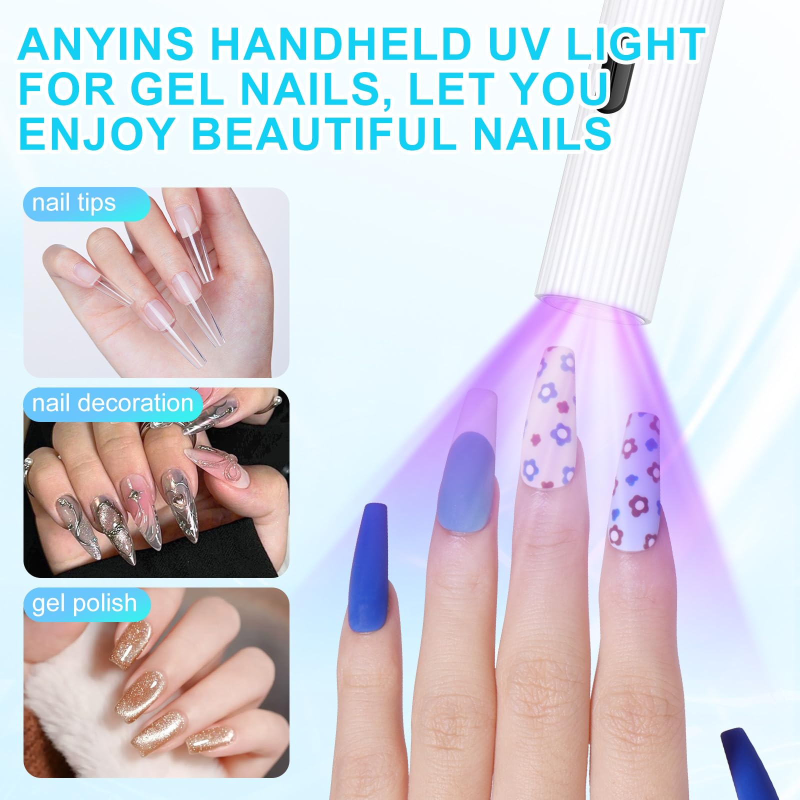 ANYINS handheld UV light jewelry-deco-use enables rhinestone work.