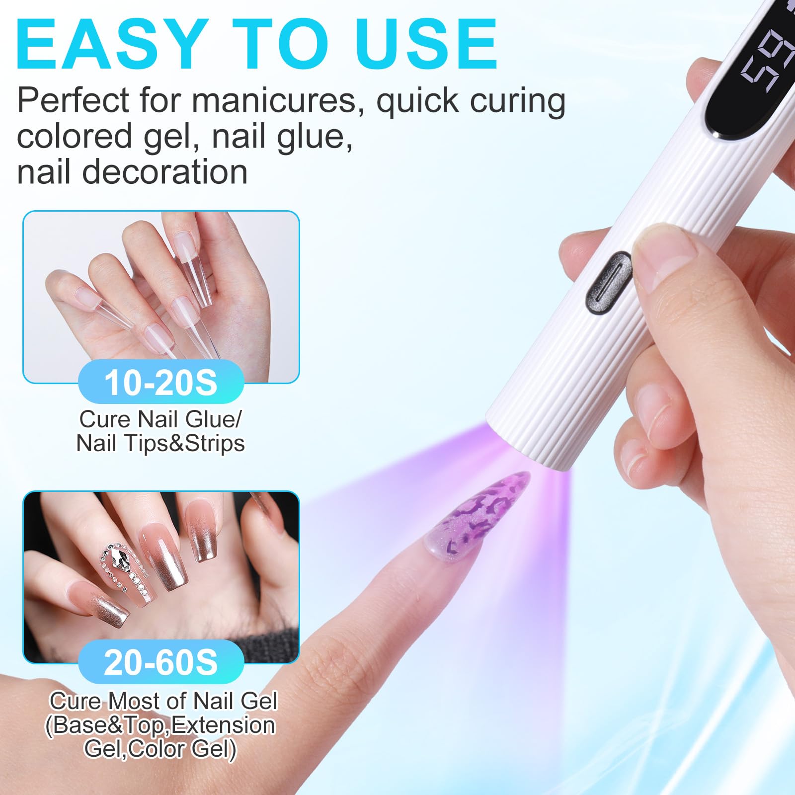ANYINS handheld UV light Type-C charging enables fast recharges.
