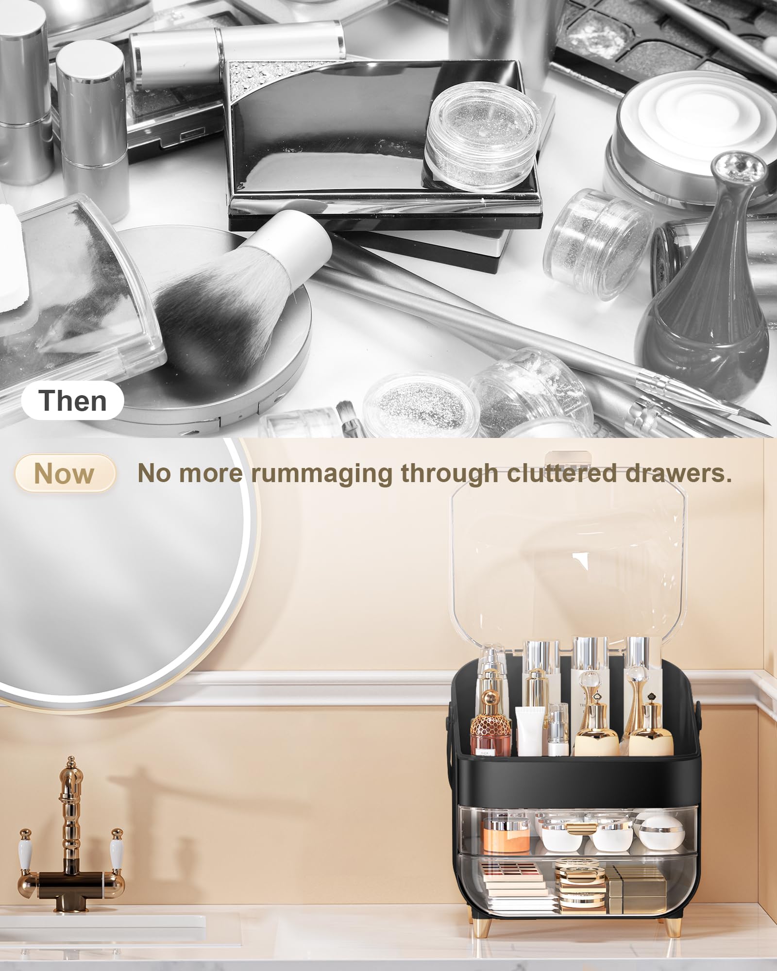 Anylady bathroom countertop display keeps essentials organized and within reach.