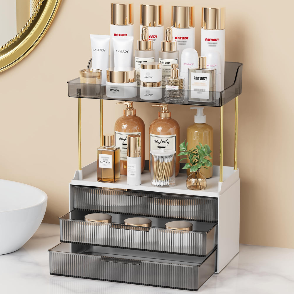 Anylady bathroom organizer with multi-layer drawers for neat vanity storage