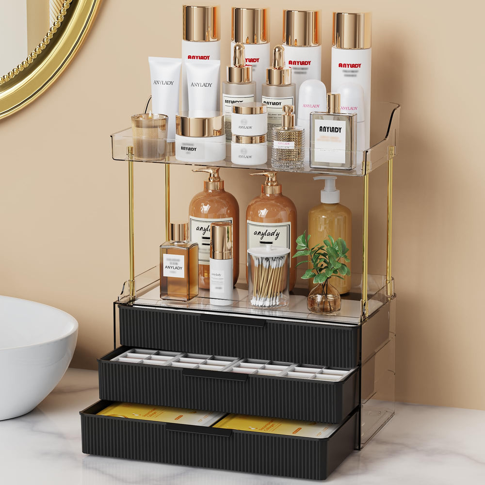 Anylady bathroom organizer with multi-layer drawer design for flexible vanity storage and quick access