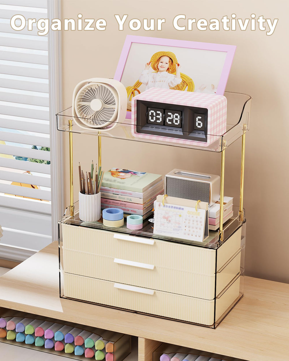 Anylady countertop organizer with raised edge to prevent spills