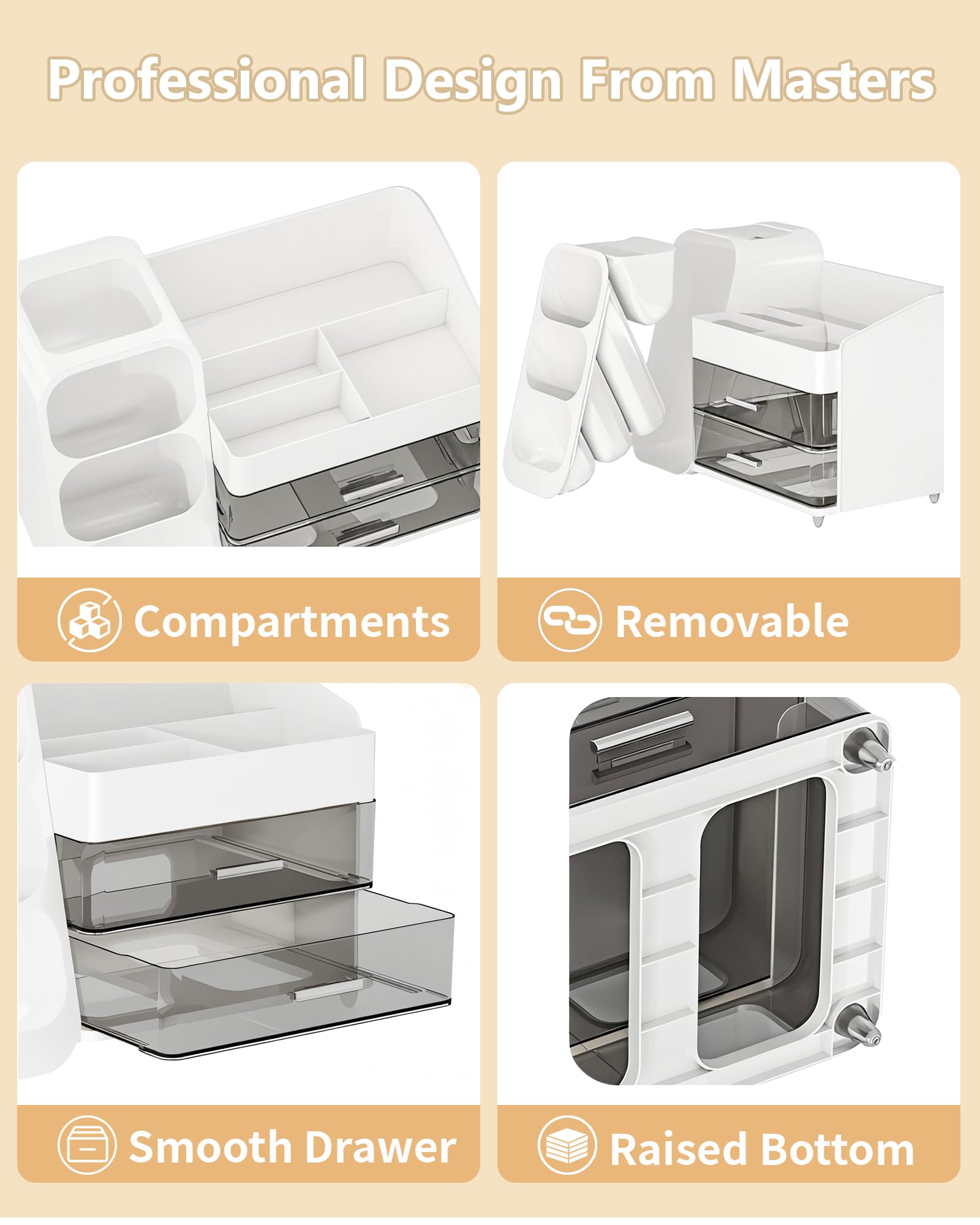 AnyLady detachable sections allow quick cleaning for a tidy vanity.