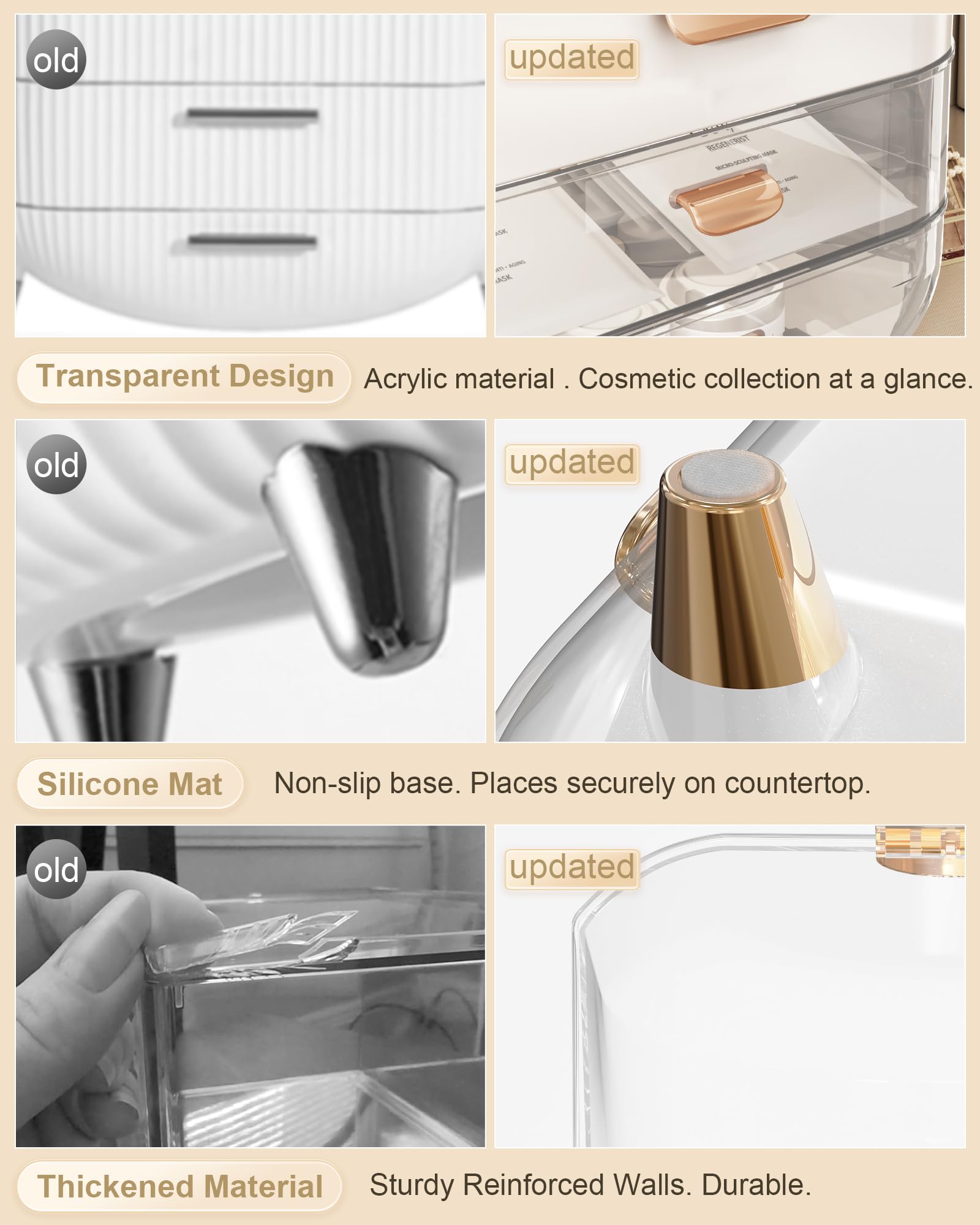 Anylady dresser organizer rose gold countertop view with items