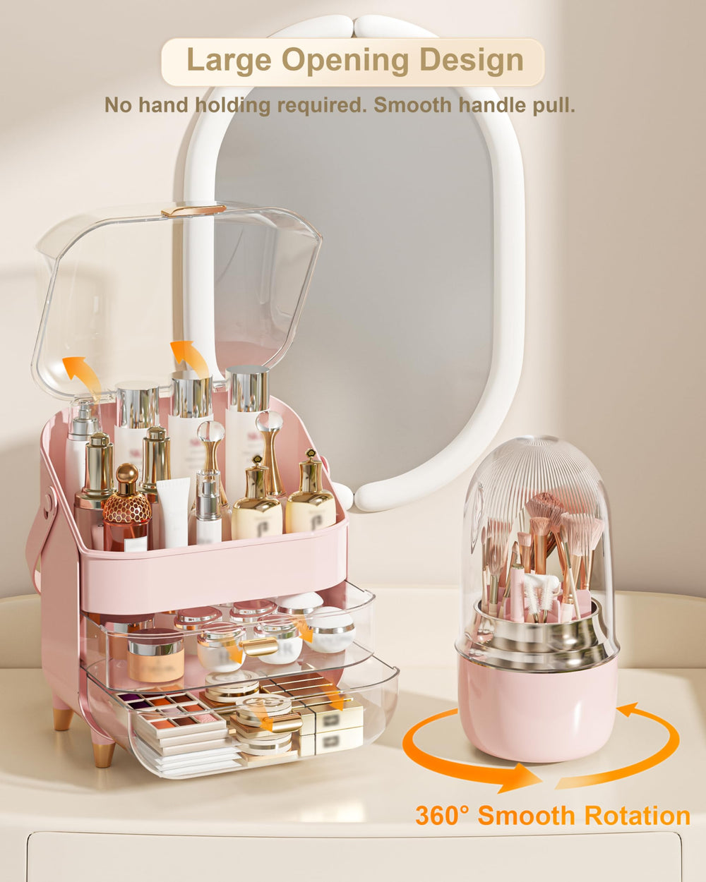 Anylady elegant rounded design adds a stylish touch to any vanity or dresser