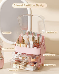Anylady makeup box elegant round design pink enhances vanity decor and organization