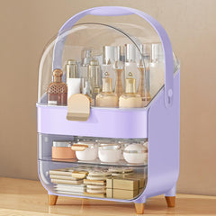 Anylady makeup organizer countertop purple three-tier stores cosmetics neatly for easy access.