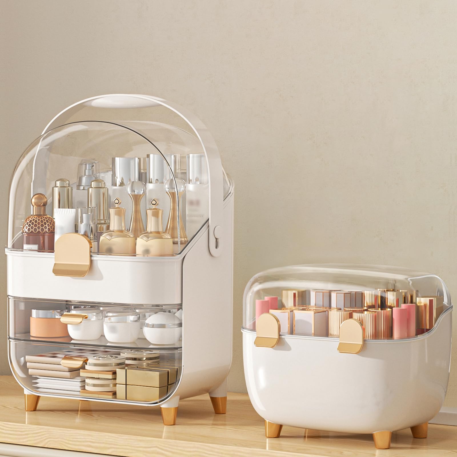 Anylady makeup organizer rose gold lipstick holder keeps cosmetics neatly organized and easy to access.