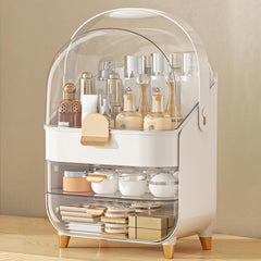 Anylady makeup organizer rose gold top view for easy daily routine access