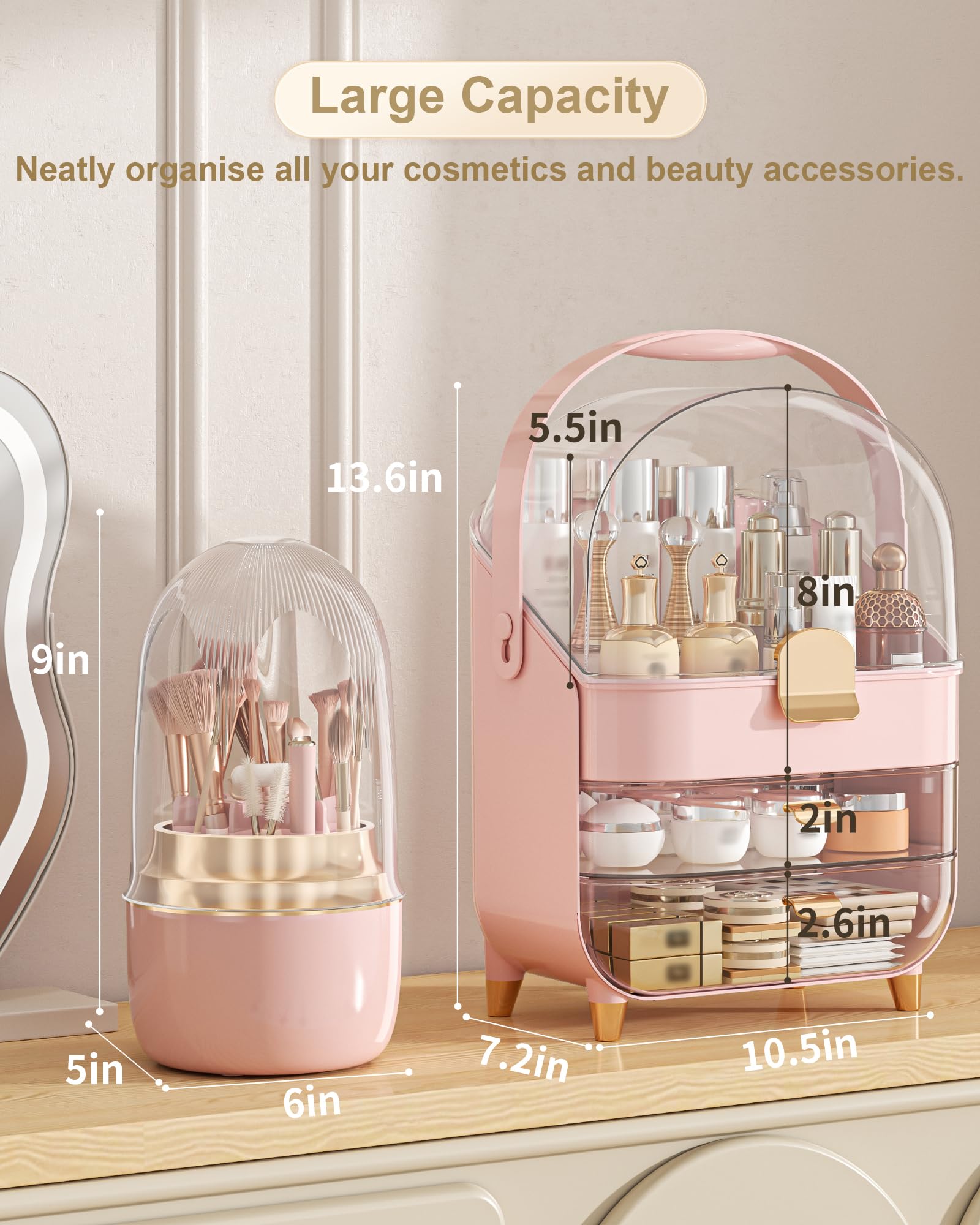 Anylady skincare organizer clear top shows contents instantly, reducing search time during morning routines