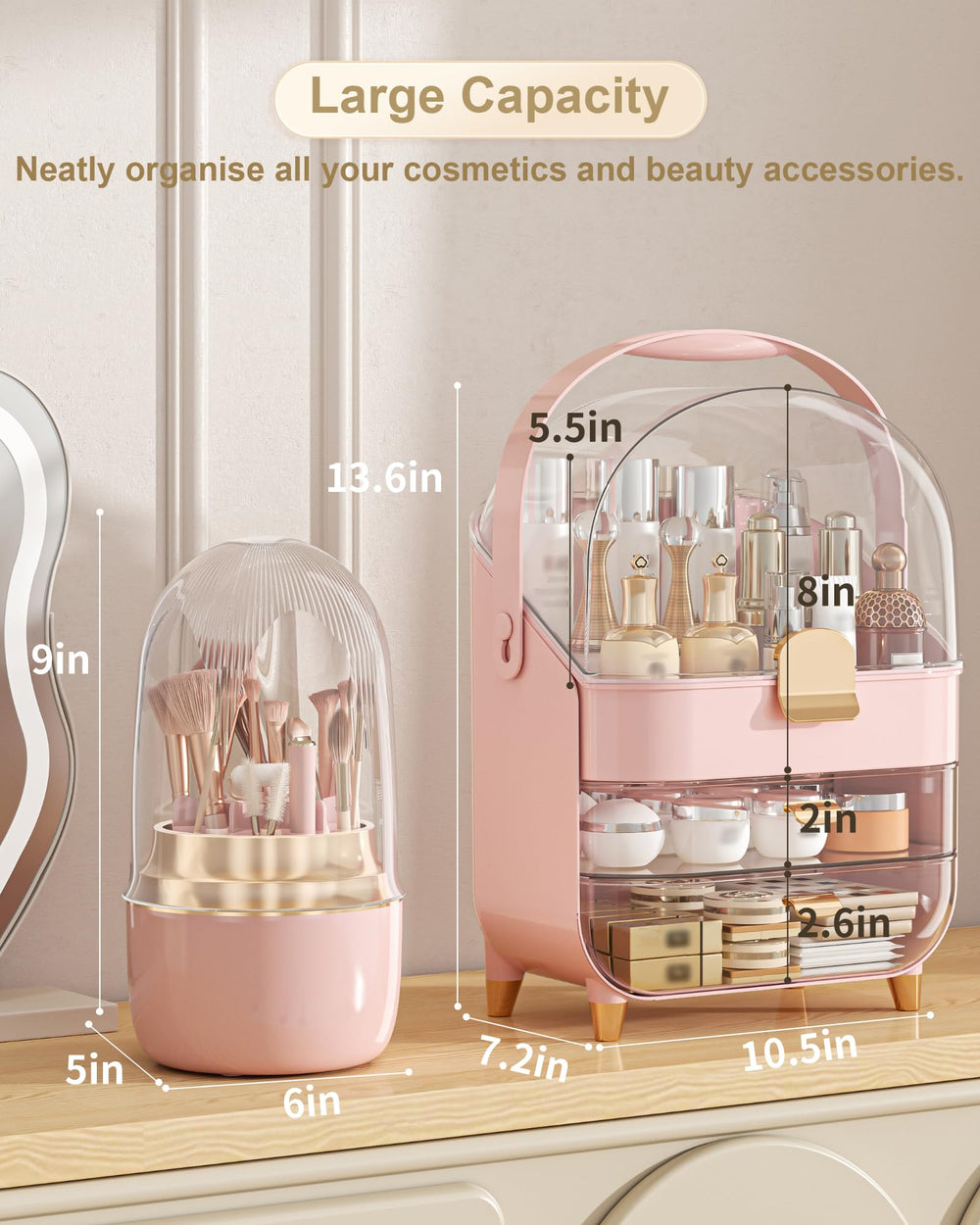 Anylady skincare organizer clear top shows contents instantly, reducing search time during morning routines