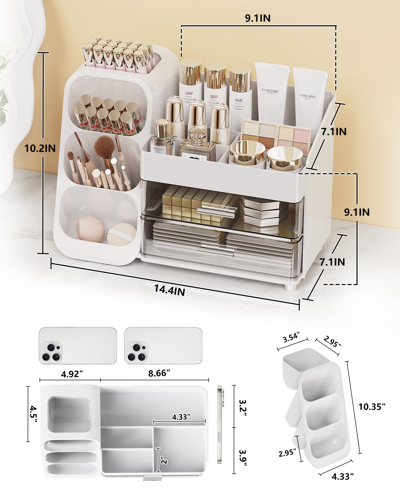 AnyLady skincare organizer with large compartments fits bottles securely.