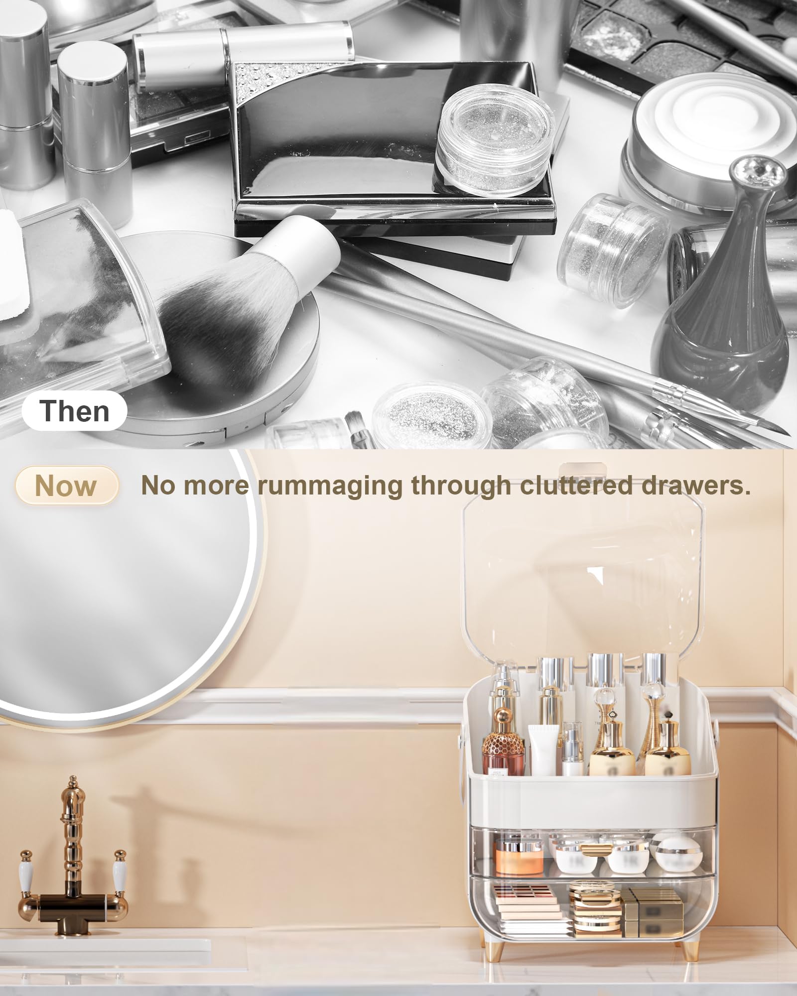 Anylady skincare organizer rose gold gift-ready design enhances vanity appeal