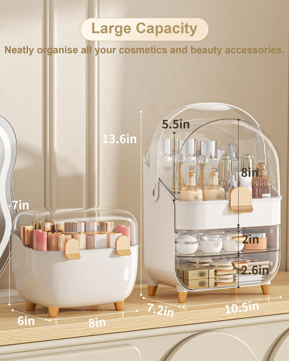 Anylady skincare storage box rose gold shows bottles clearly for quick daily routines.