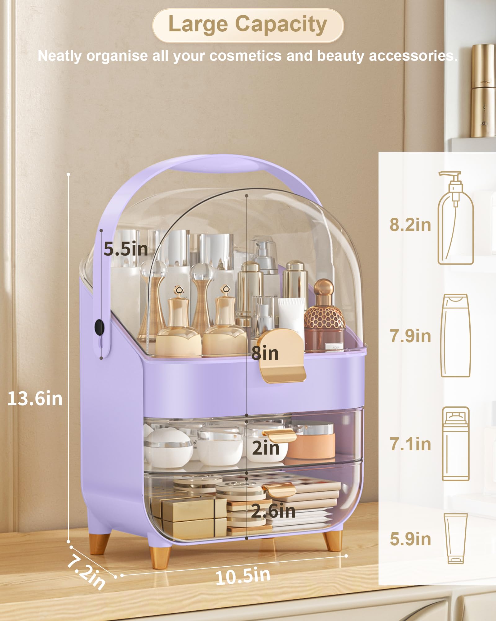 Anylady skincare storage transparent top keeps brushes dust-free and visible.