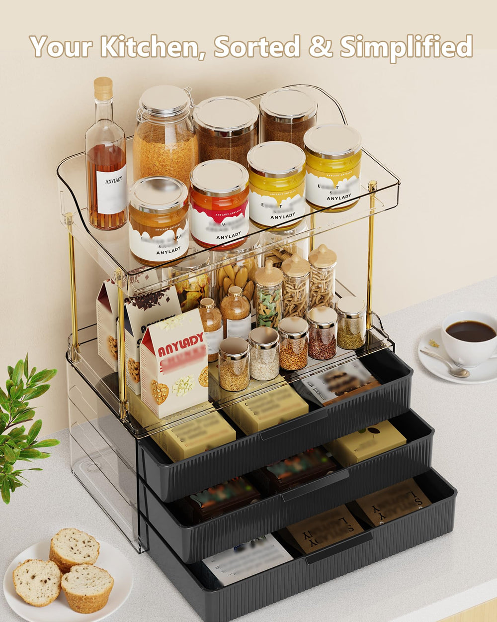 Anylady stylish design frosted finish blends with any decor while organizing essentials