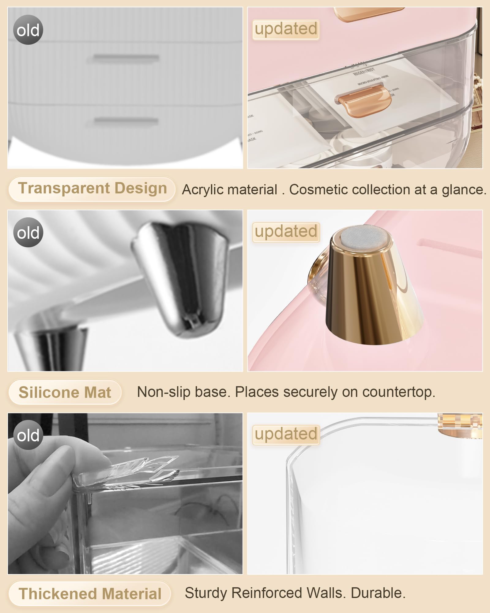 Anylady thickened ABS material and non-slip base prevent tipping while reorganizing your counter