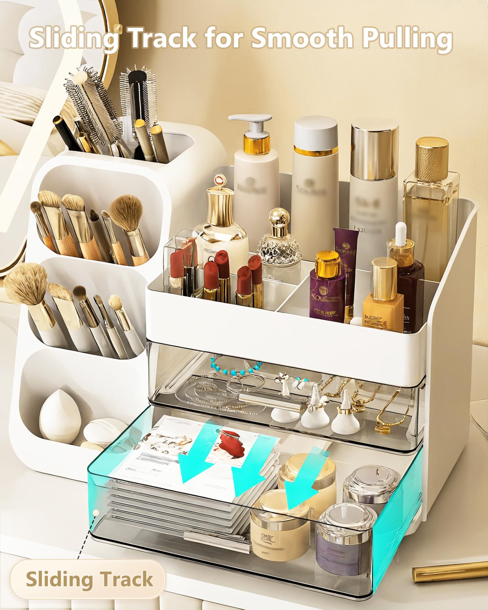 AnyLady vanity organizer on dresser provides roomy space for daily essentials.