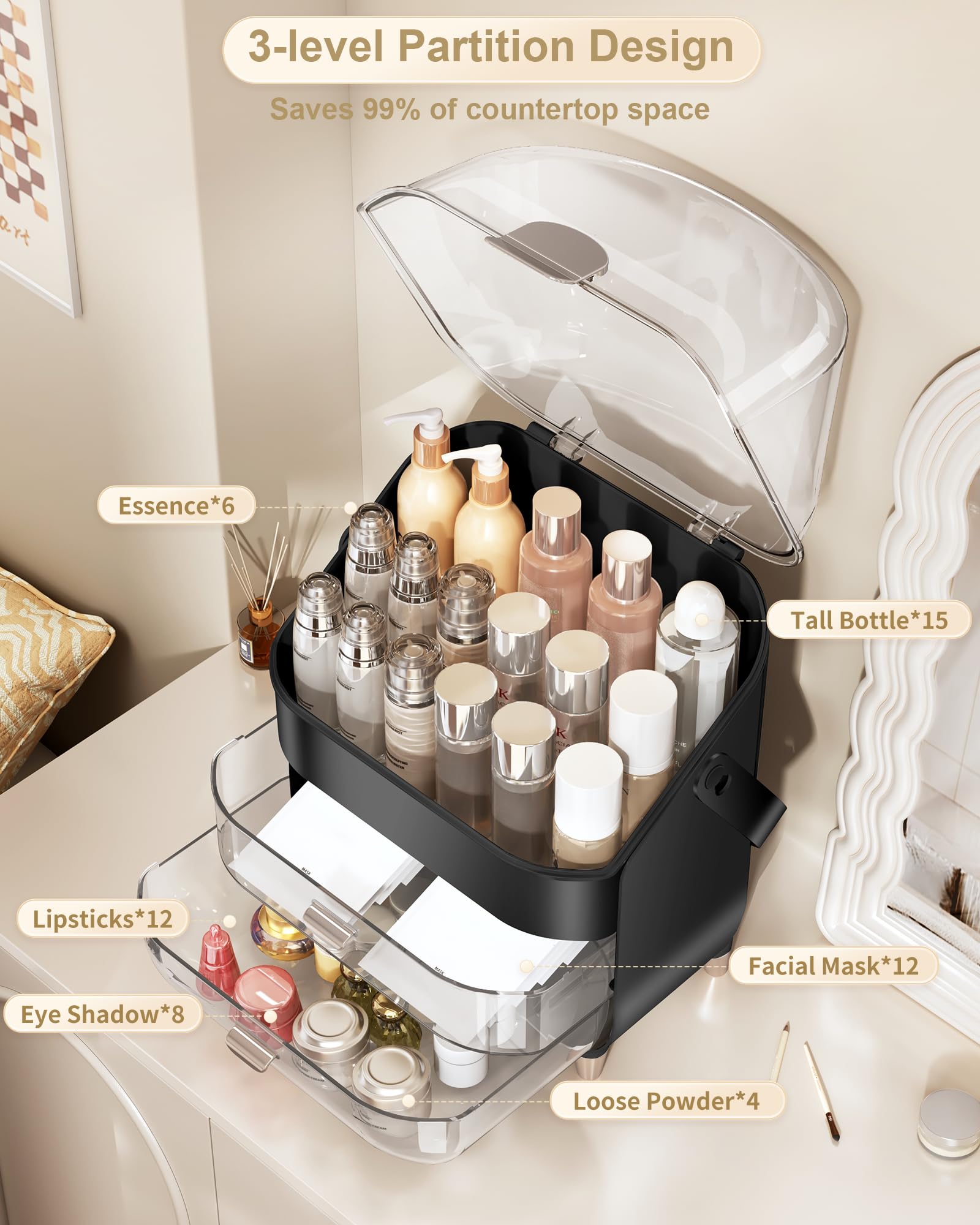 Anylady vanity organizer elegant rounded design fits any decor.
