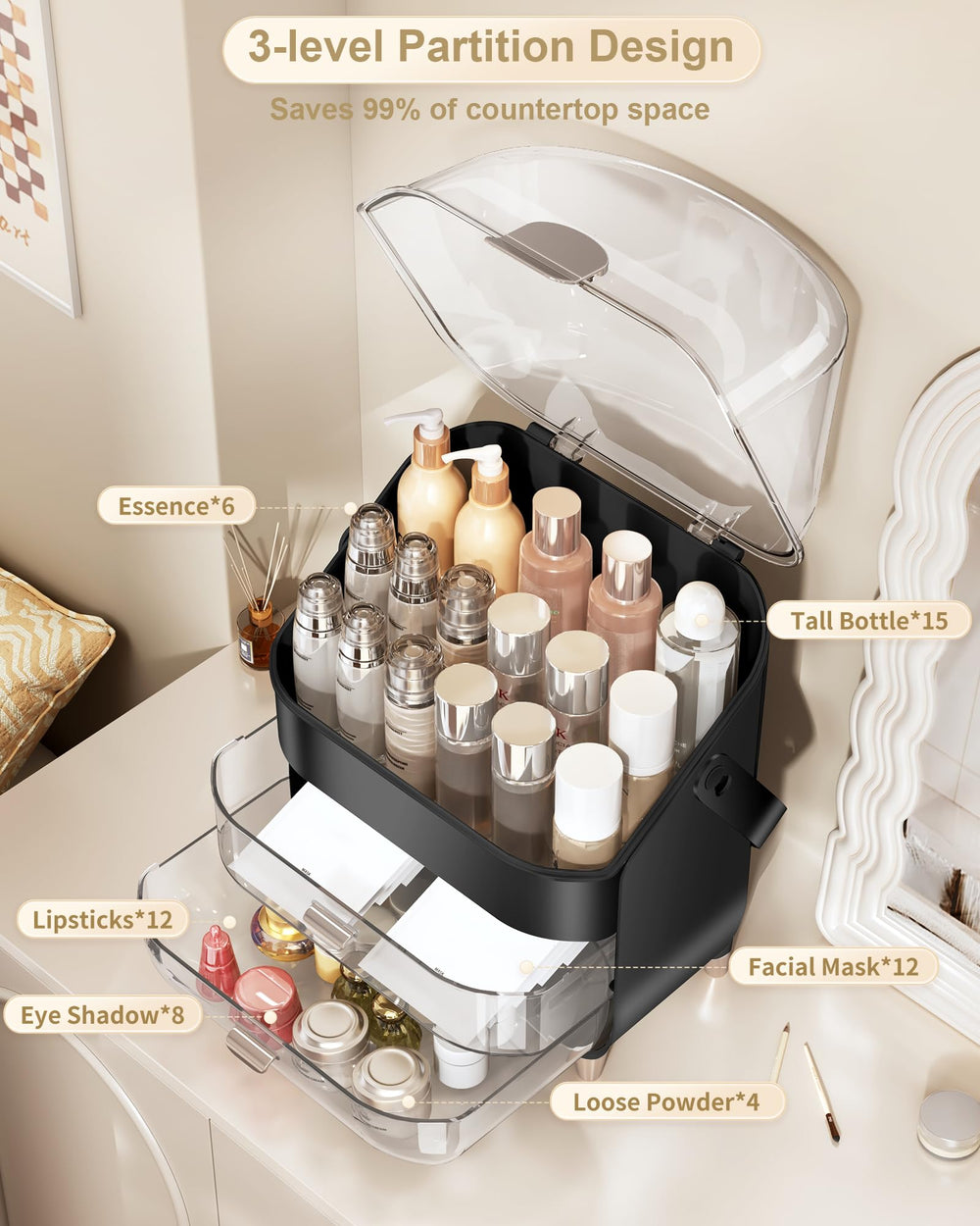 Anylady vanity organizer elegant rounded design fits any decor.
