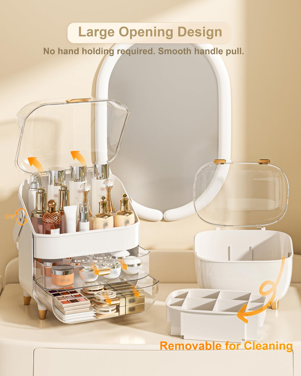 Anylady vanity organizer rose gold stylish design suits any dresser.