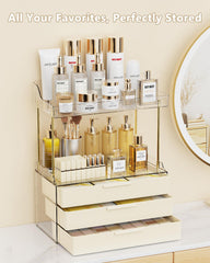 Anylady vanity storage with dustproof drawers protecting skincare and perfume