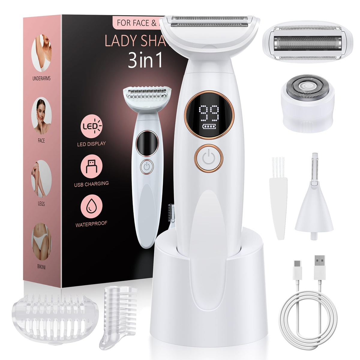 ANYLIV 3-in-1 bikini trimmer body blade for quick body hair removal on arms, legs, and bikini area.