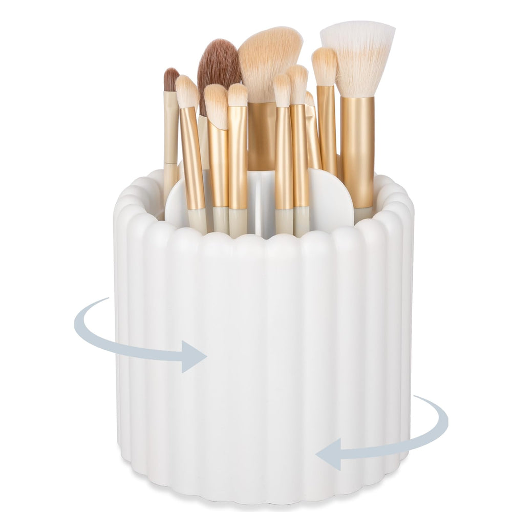 Anyoifax 360 rotating makeup brush holder with seven slots for organized vanity brushes.