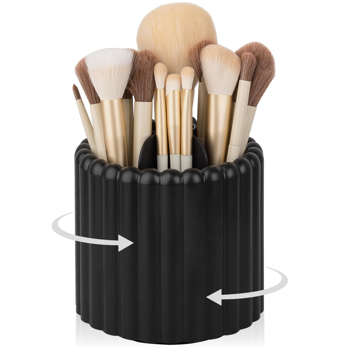 Anyoifax 360 rotating makeup brush holder showcases all brushes at a glance for quick routines.