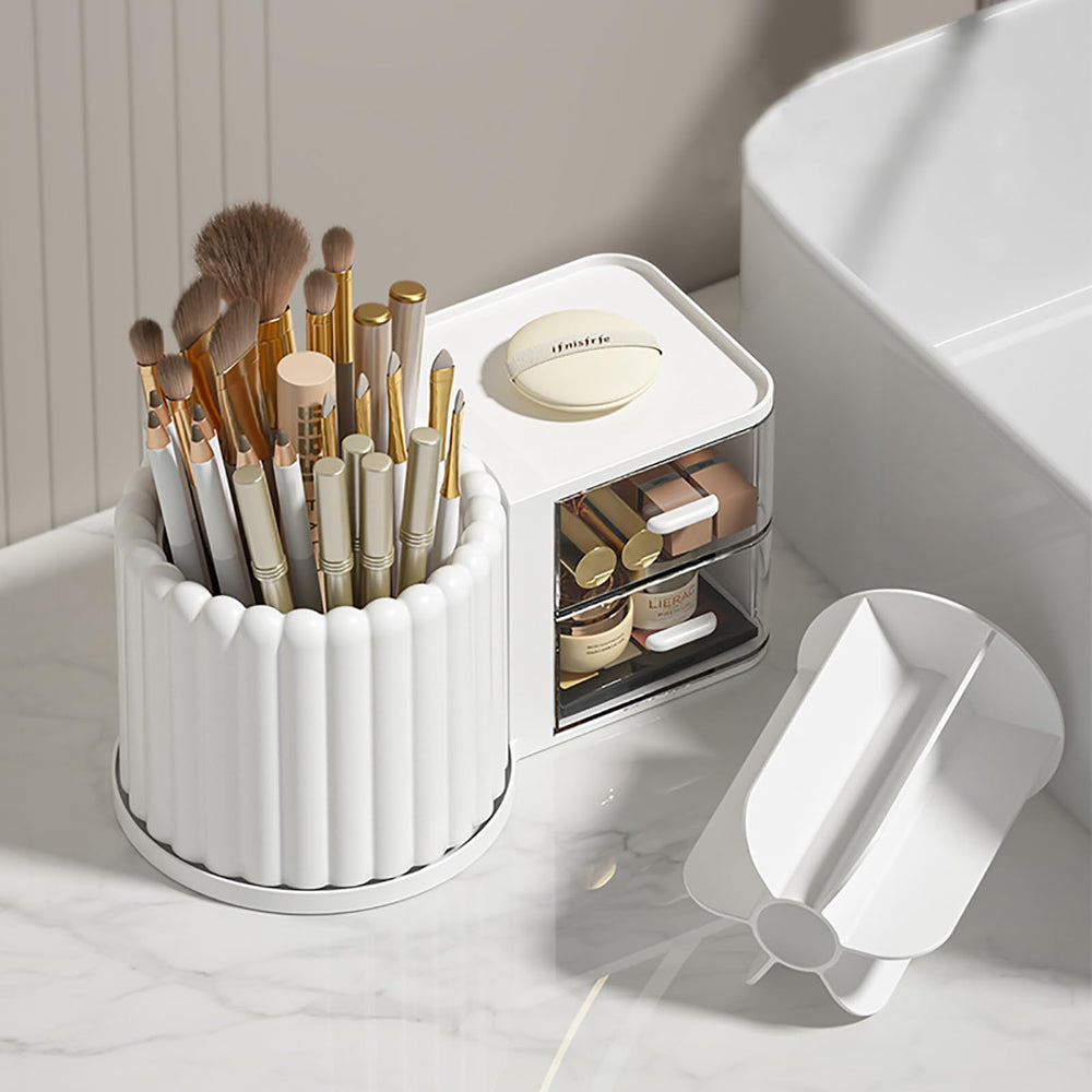Anyoifax 7-slot makeup organizer shows removable compartments for custom tool layout.