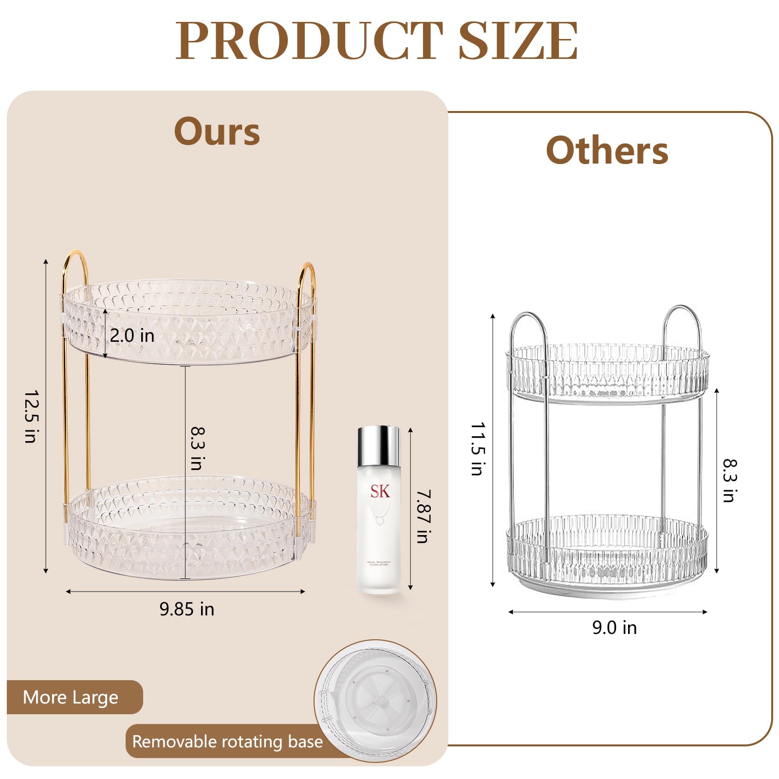 Anyoifax clear trays with gold accents for visible cosmetics storage