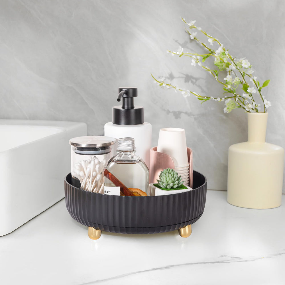 Anyoifax compact vanity storage holds perfumes, skincare, and nail polish.