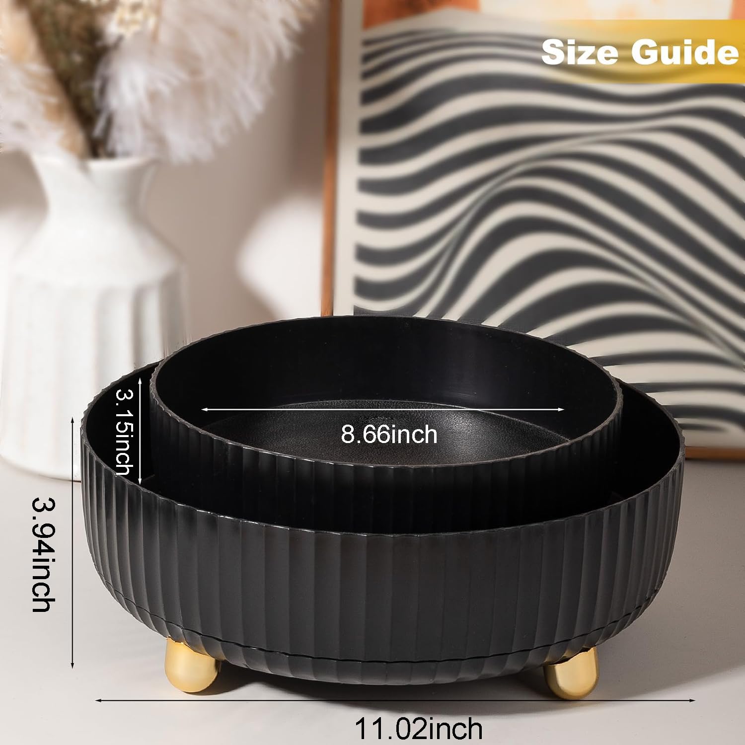 Anyoifax large black rotating stand fits perfumes makeup and tools neatly.