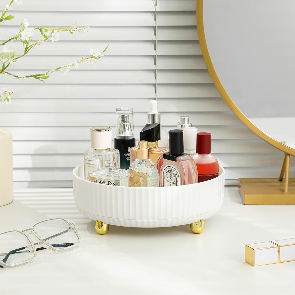 Anyoifax ivory display organizer holding perfumes on a vanity.