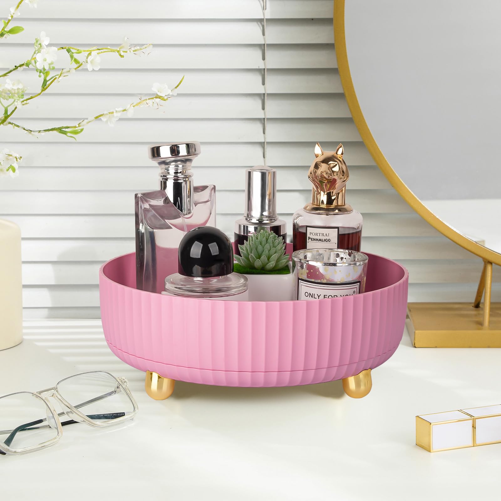 Anyoifax small pink organizer is a thoughtful gift for vanity spaces or dorms.