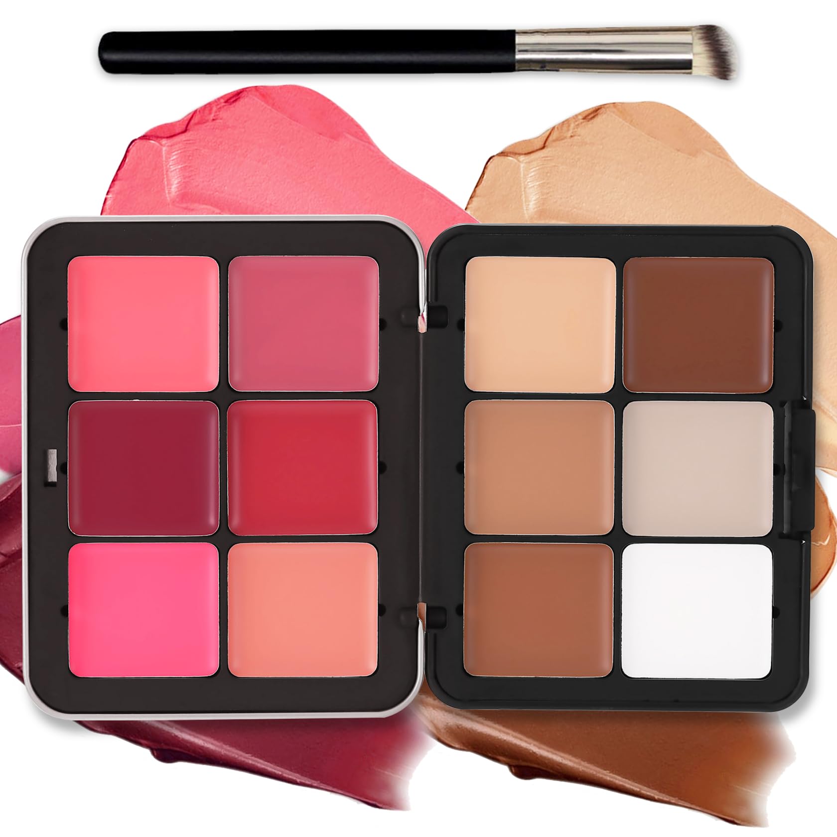 AOAZXBB 12 Colors Cream Blush Palette compact shows vibrant shades for natural rosy glow